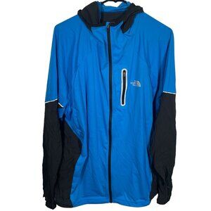 The North Face Flight Series Windbreaker Jacket Mens XL Hooded Full Zip Blue Blk